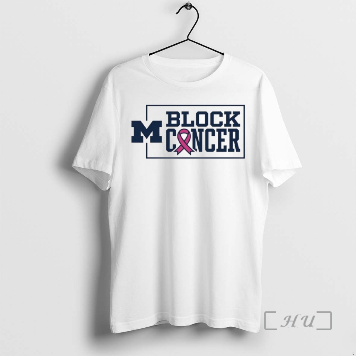 Limited Edition Michigan Wolverines Block Cancer Pink Ribbon Tee Shirt Sweater Hoodie