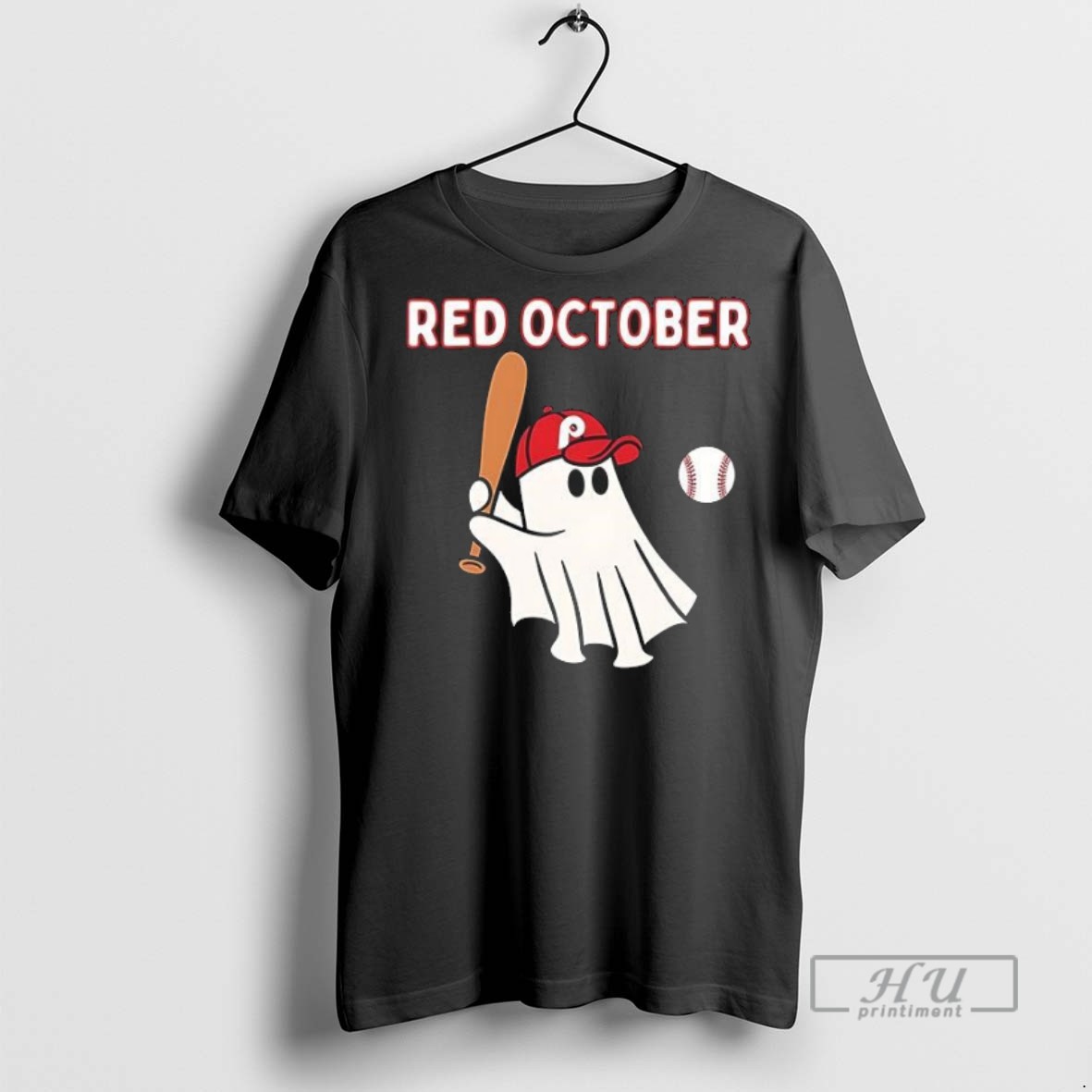 Limited Edition Phillies Red October Ghost Halloween Baseball Graphic Tee Shirt Sweatshirt Hoodies