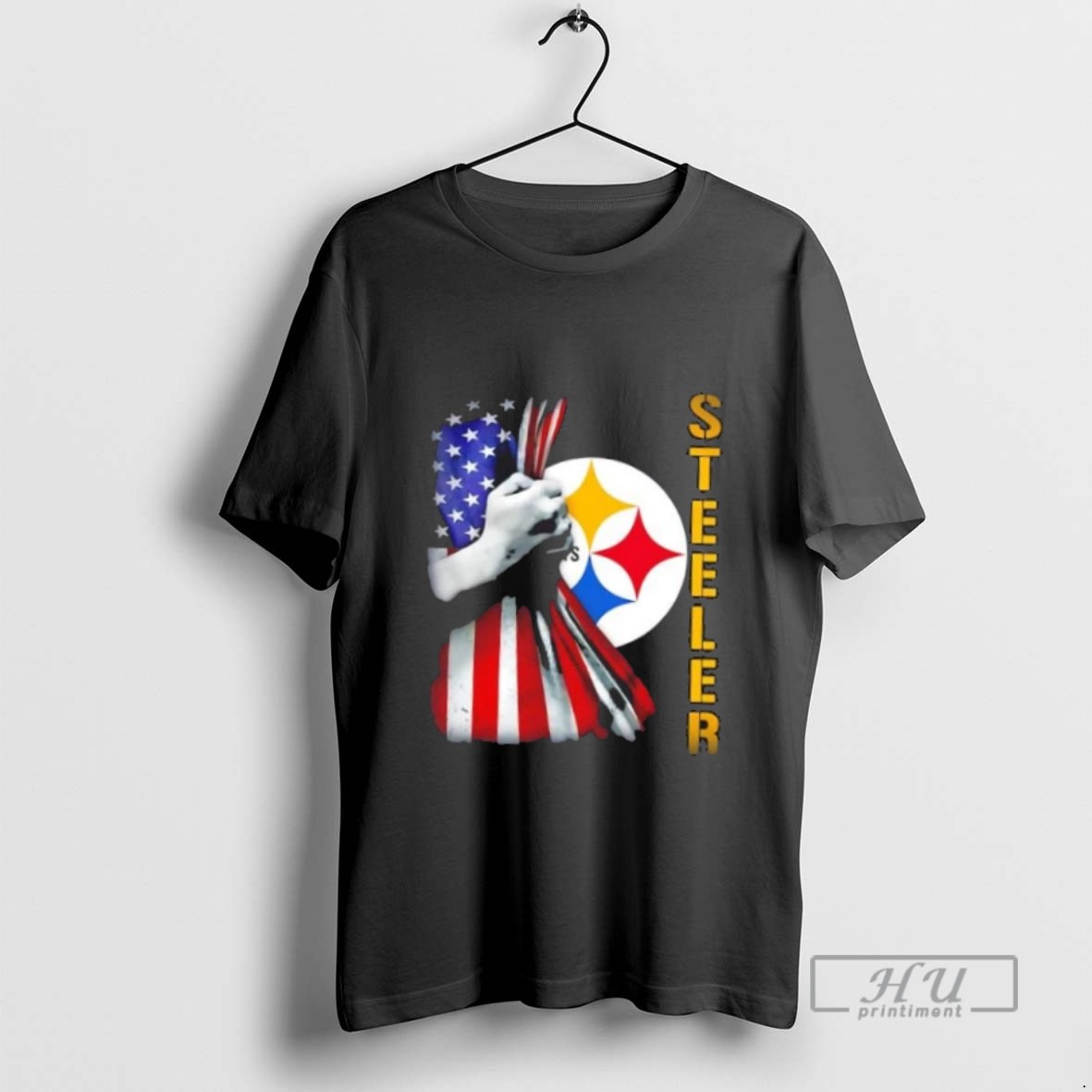 Limited Edition Pittsburgh Steelers X American Flag Graphic Tee Shirt Sweatshirt Hoodies