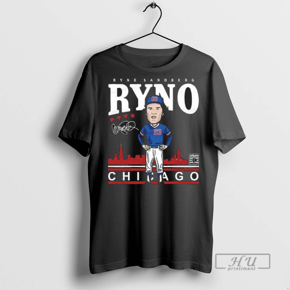 Limited Edition Ryne Sandberg Ryno Chicago Cubs Cartoon Graphic Tee Shirt Sweatshirt Hoodies