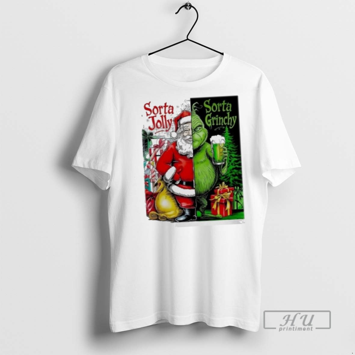 Limited Edition Santa Claus X Grinch Sorta Jolly Sorta Grinch Christmas 2025 Graphic Tee Shirt Sweatshirt Hoodies
