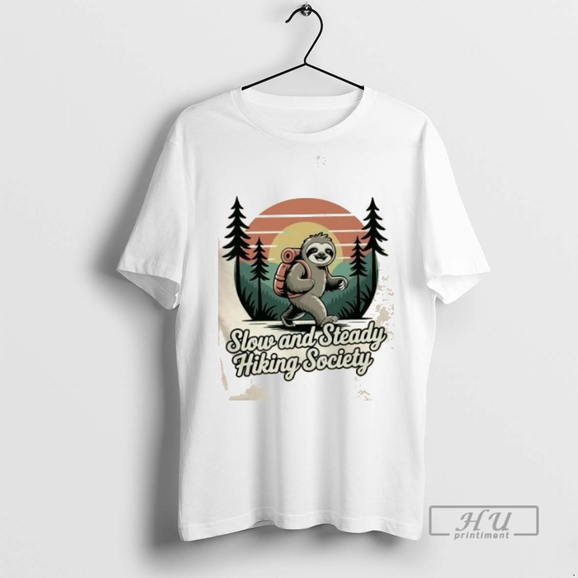 Limited Edition Sloth Slow And Steady Hiking Society Vintage Graphic Tee Shirt Sweatshirt Hoodies