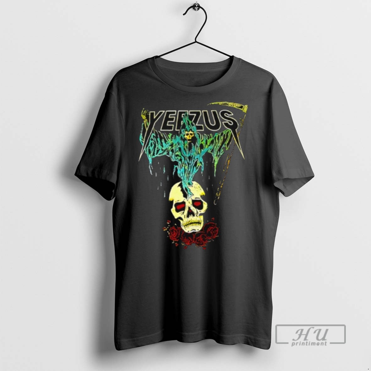 Limited Edition Tee Kanye West Ye Yeezus Grim Reaper Skull And Roses Graphic Tee Shirt Sweatshirt Hoodies