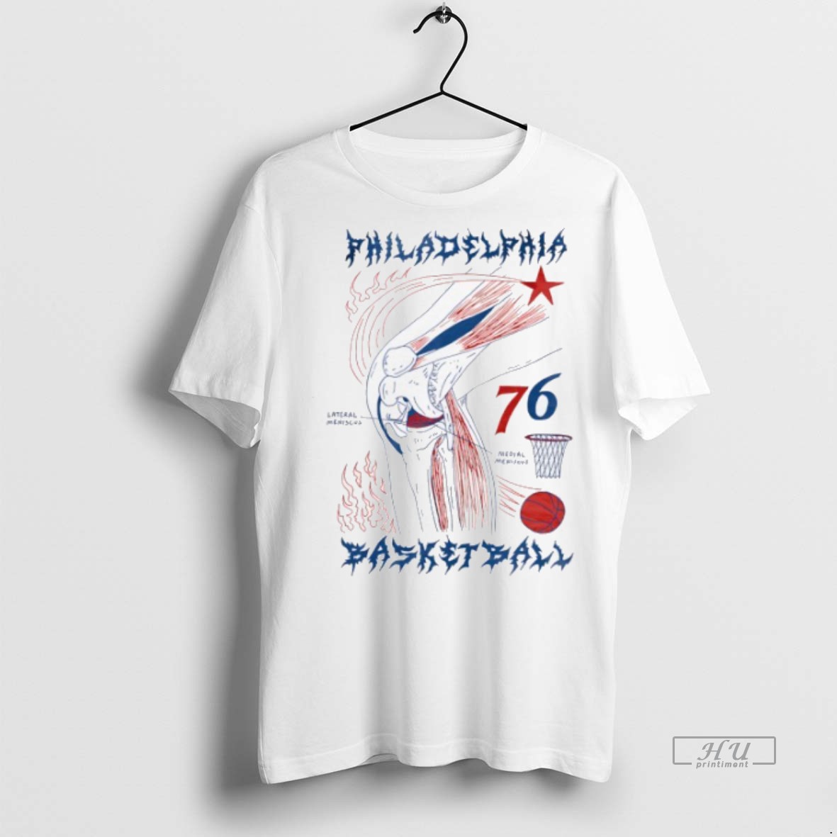 Limited Edition Torn Meniscus Philadelphia 76ers Basketball Tee Shirt Sweater Hoodie