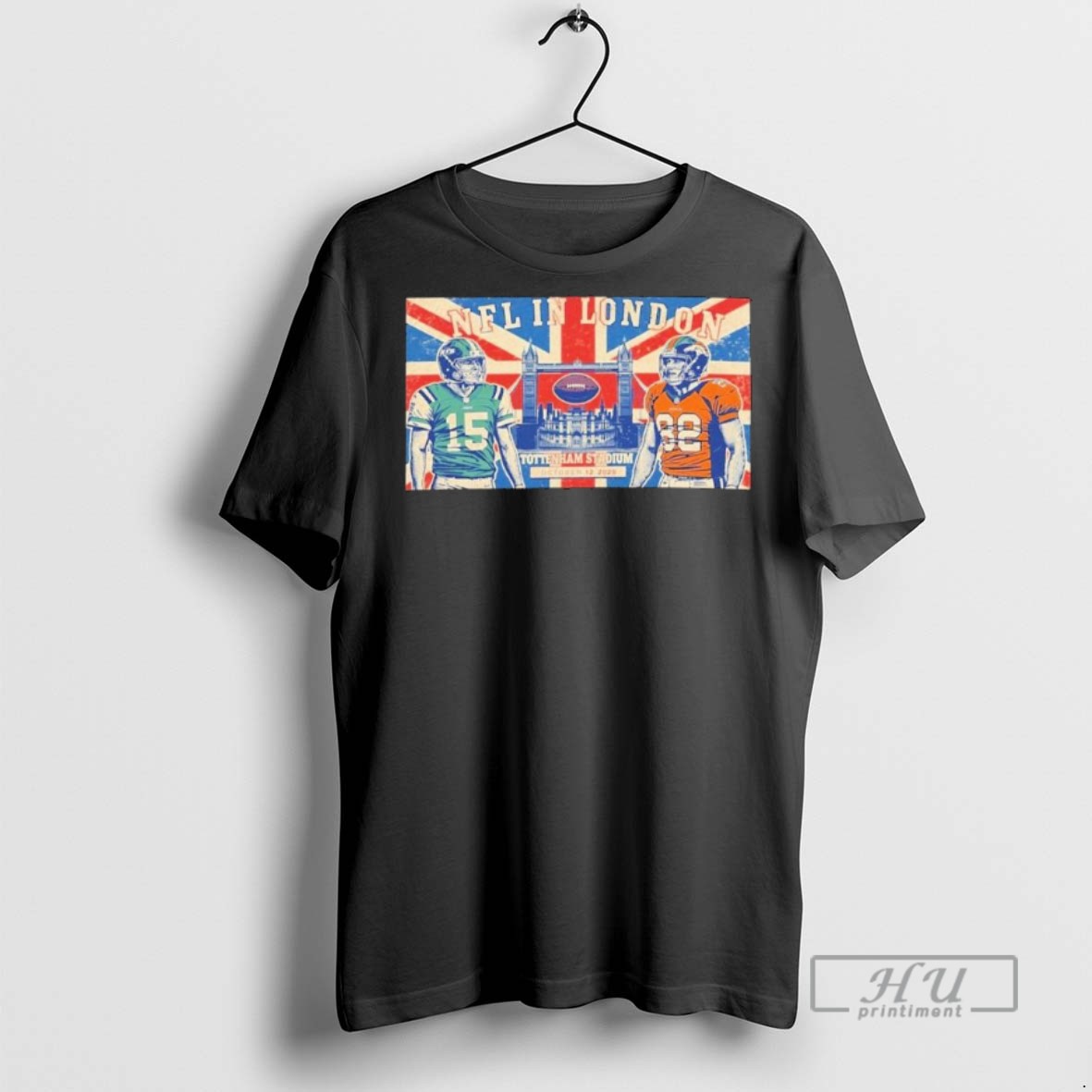 Limited Edition Vintage Nfl London Game Jets Vs Broncos Graphic Tee Shirt Sweatshirt Hoodies