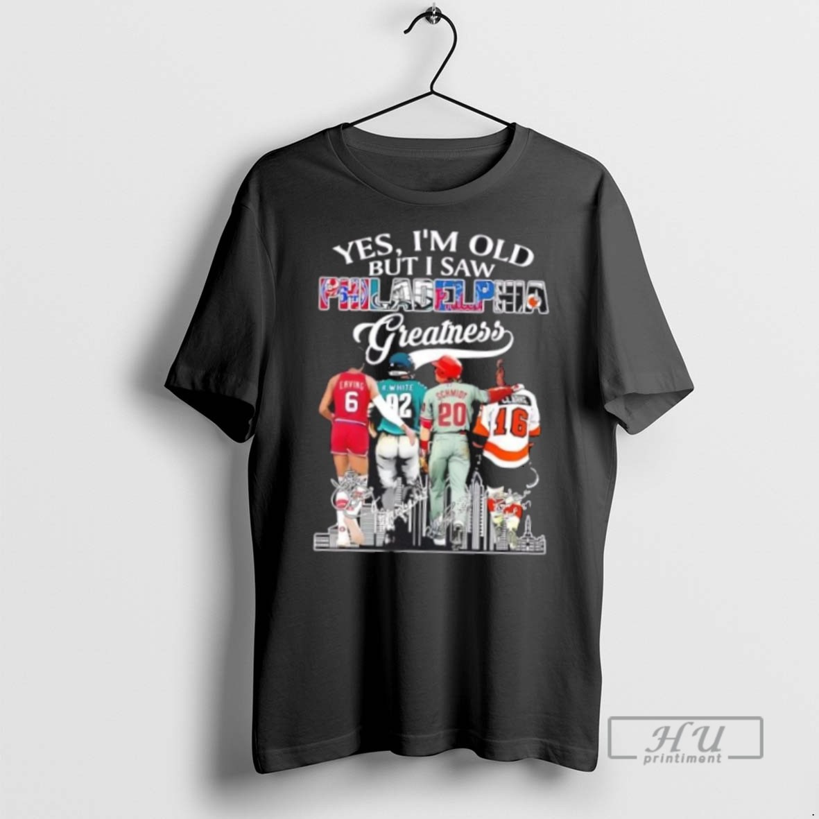 Limited Edition Yes Im Old But I Saw Greatness Philadelphia Legends Erving White Schmidt Clarke Skyline Graphic Tee Shirt Sweatshirt Hoodies