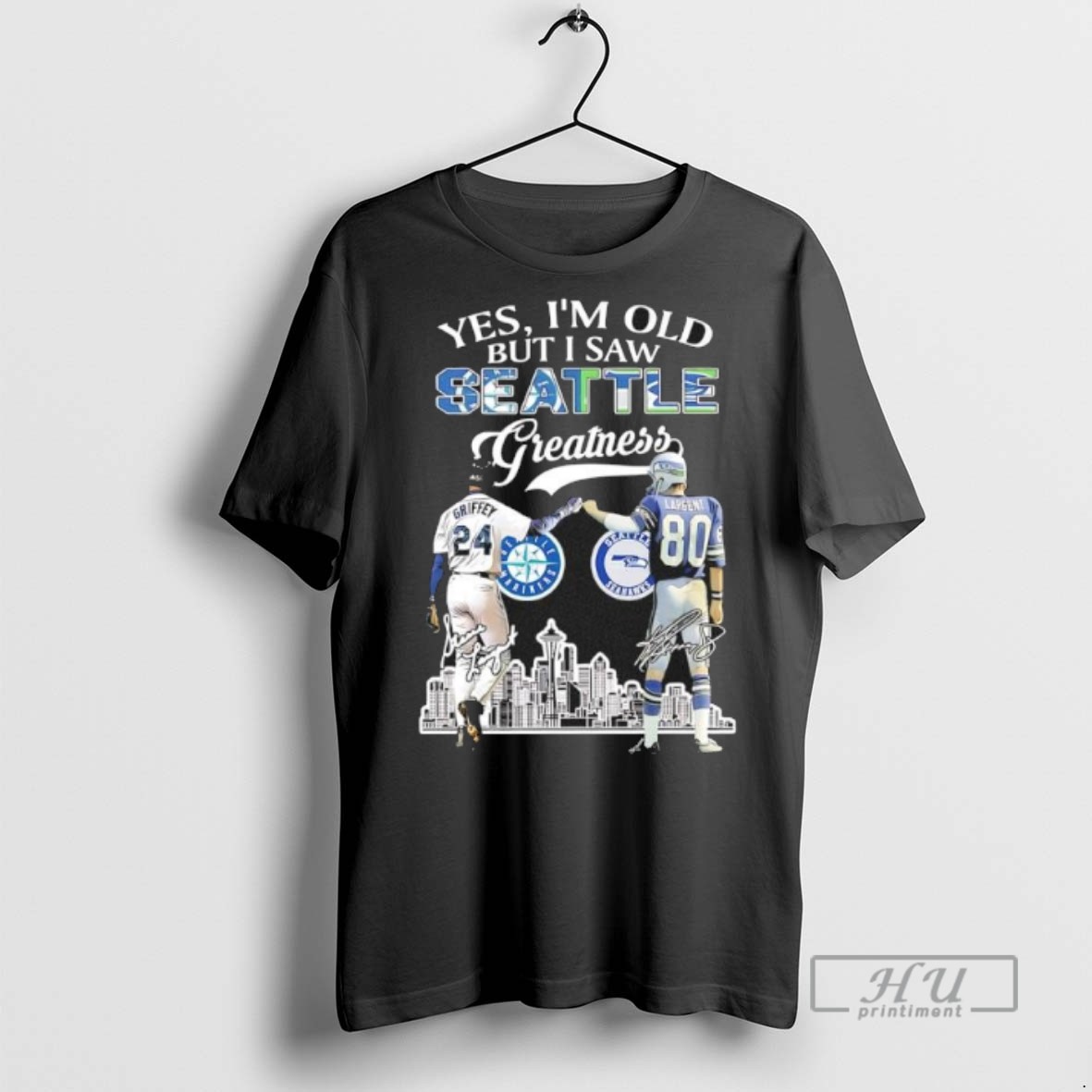 Limited Edition Yes Im Old But I Saw Greatness Seattle Sports Griffey X Largent Skyline Graphic Tee Shirt Sweatshirt Hoodies