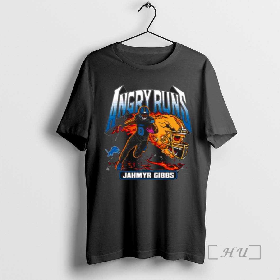 Limited Edition Homage Jahmyr Gibbs Charcoal Detroit Lions Angry Runs Tri Blend Men T Shirts Sweater Hoodie