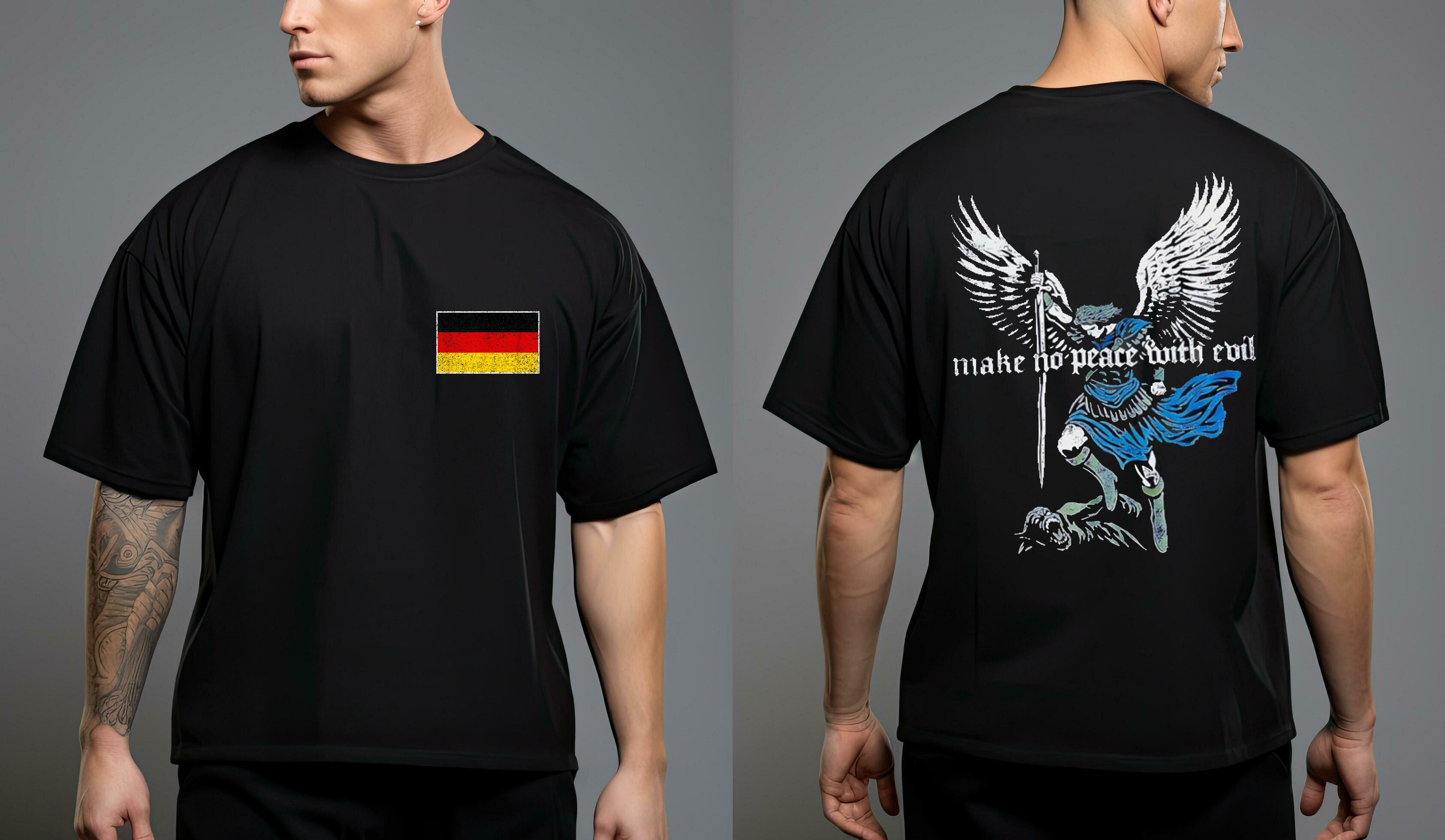 Make No Peace With Evil German flag 2 Sided T Shirt