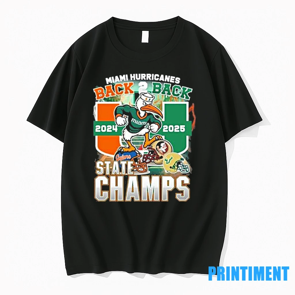 Miami Hurricanes Mascot Back 2 Back State Champions Tshirts Sweater Hoodie