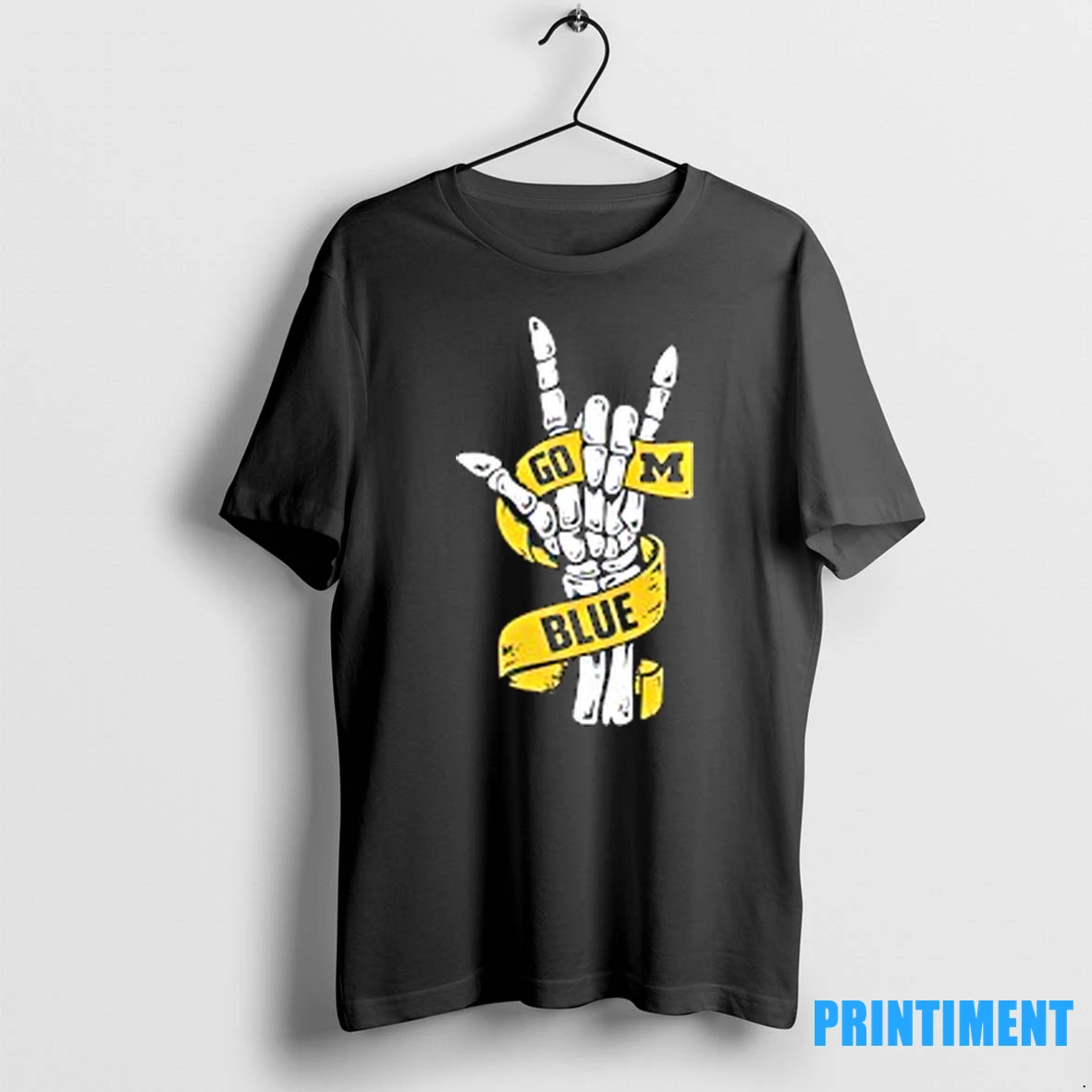 Michigan Wolverines Ncaa Go Blue Skelton Hand Tshirts Sweater Hoodie