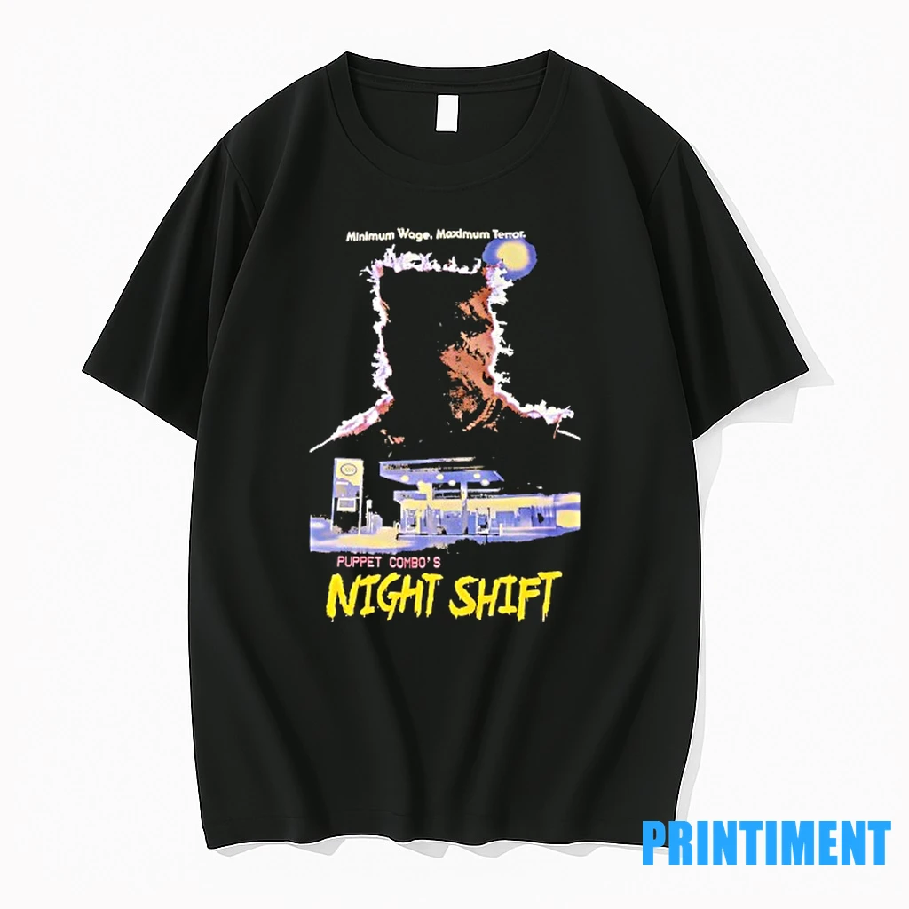 Minimum Wage Maximum Terror Puppet Combos Night Shift Horror Halloween Tshirts Sweater Hoodie
