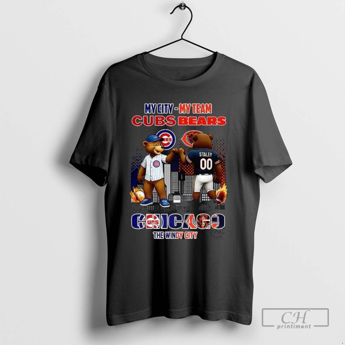 My City Chicago Cubs X My Team Chicago Bears The Windy City T Shirts