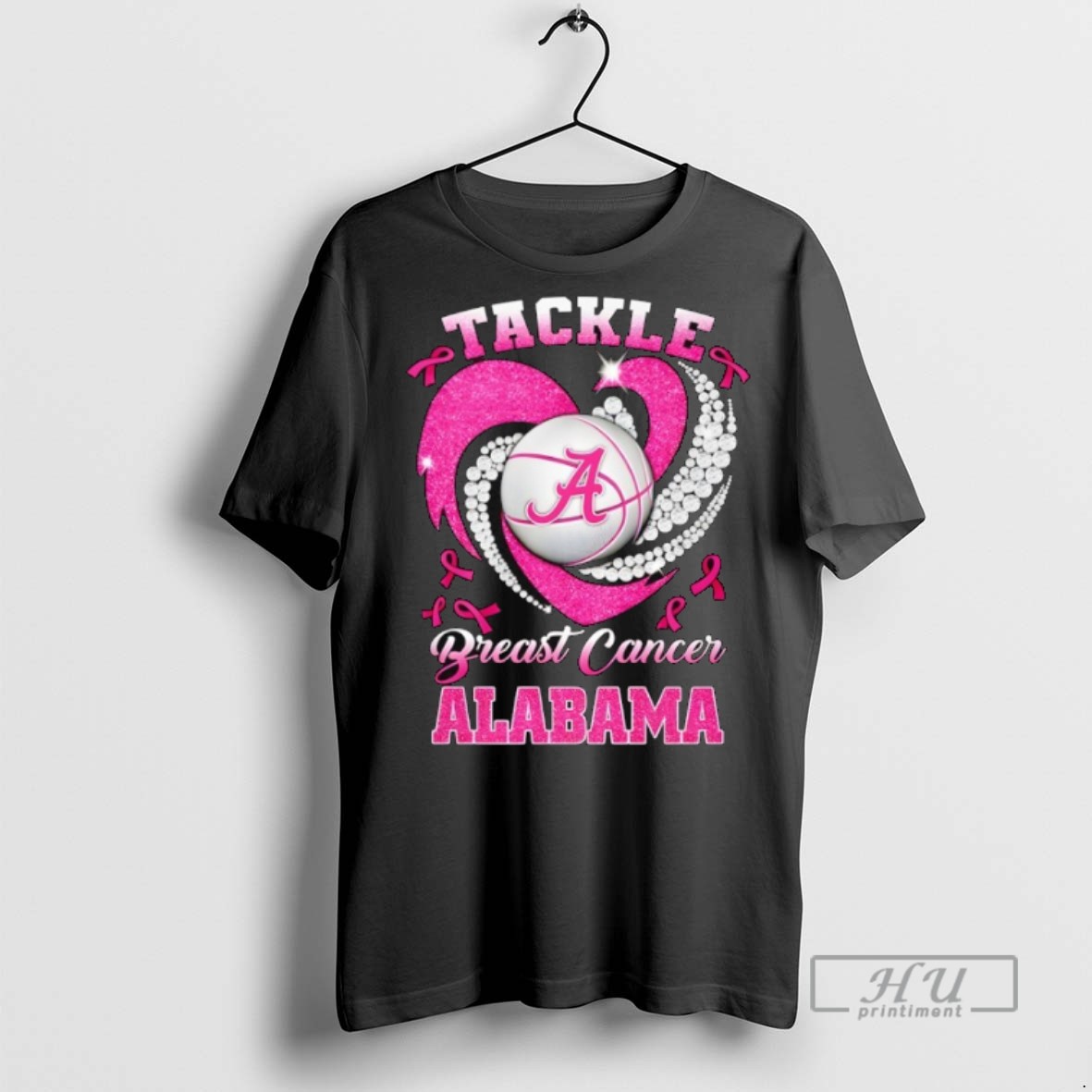 New Alabama Crimson Tide Breast Cancer Awareness Tackle Heart Tee Shirts Sweatshirt Hoodies