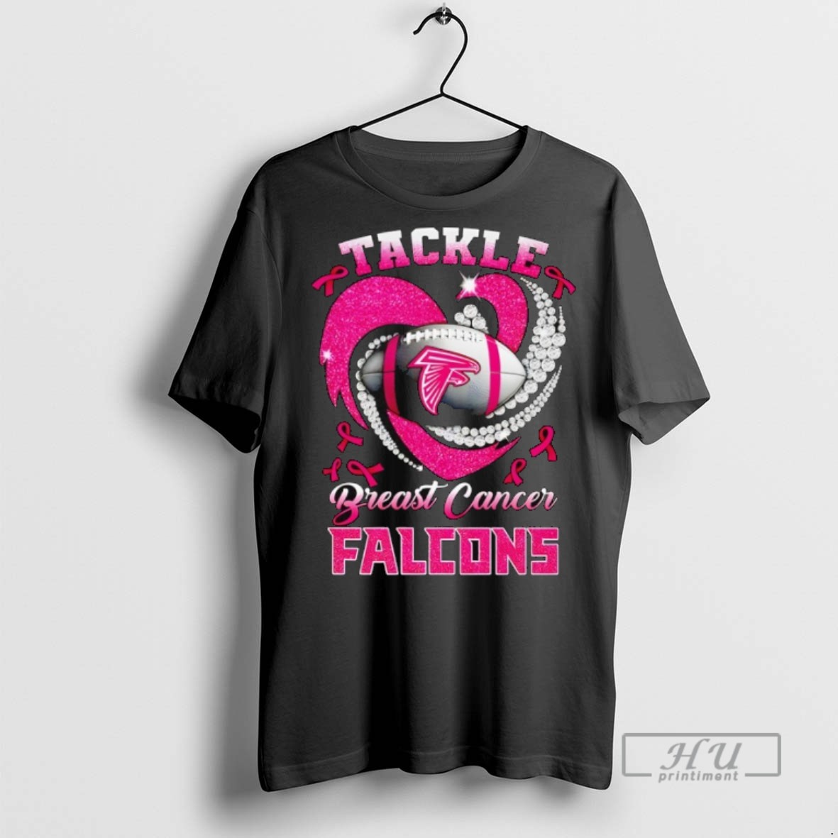 New Atlanta Falcons Breast Cancer Awareness Tackle Heart Tee Shirts Sweatshirt Hoodies