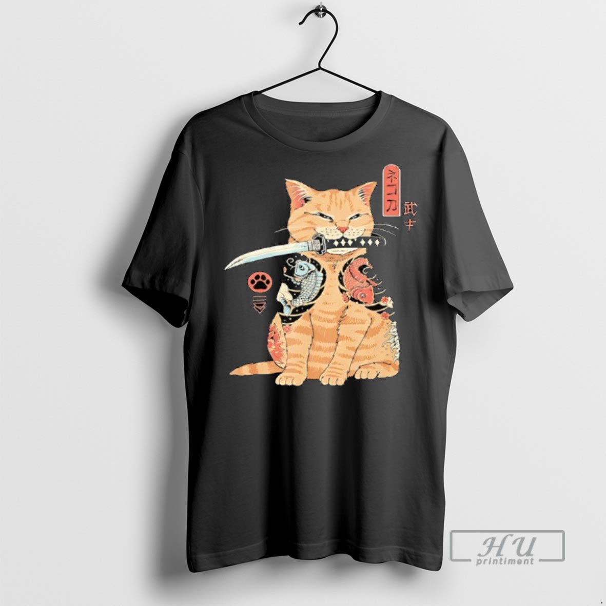New Cats Japanese Samurai Ninja Cat Kawaii Tattoo Tee Shirts Sweatshirt Hoodies