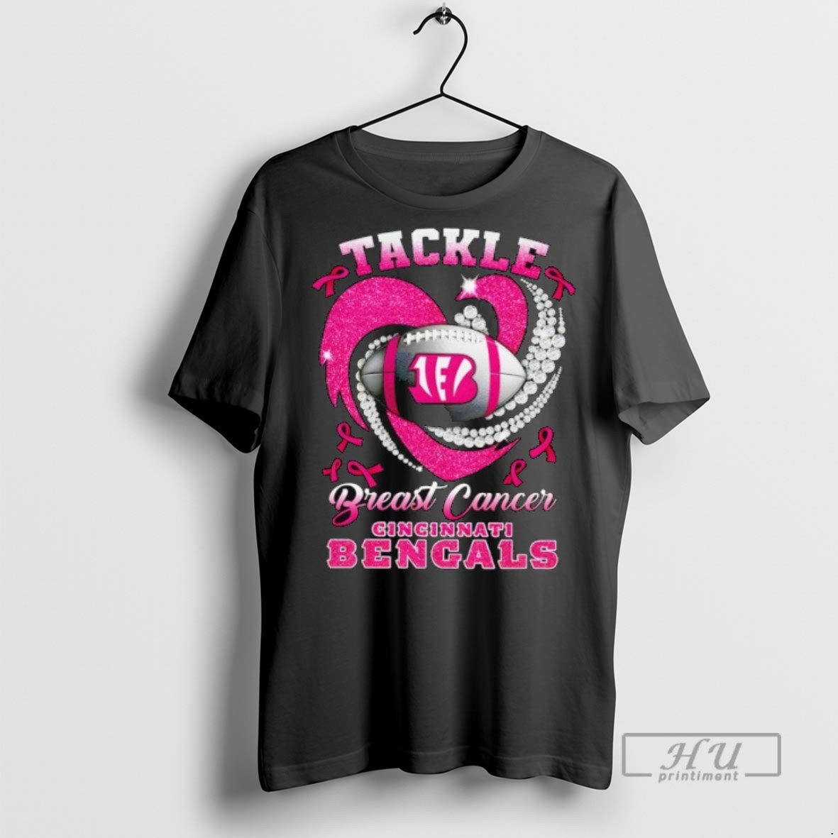 New Cincinnati Bengals Breast Cancer Awareness Tackle Heart Tee Shirts Sweatshirt Hoodies