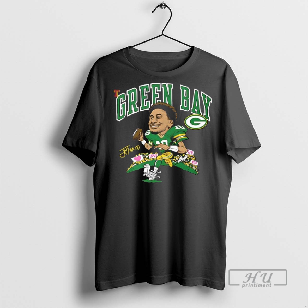 New Green Bay Packers Jordan Love Caricature Player Graphic Tee Shirts Sweatshirt Hoodies