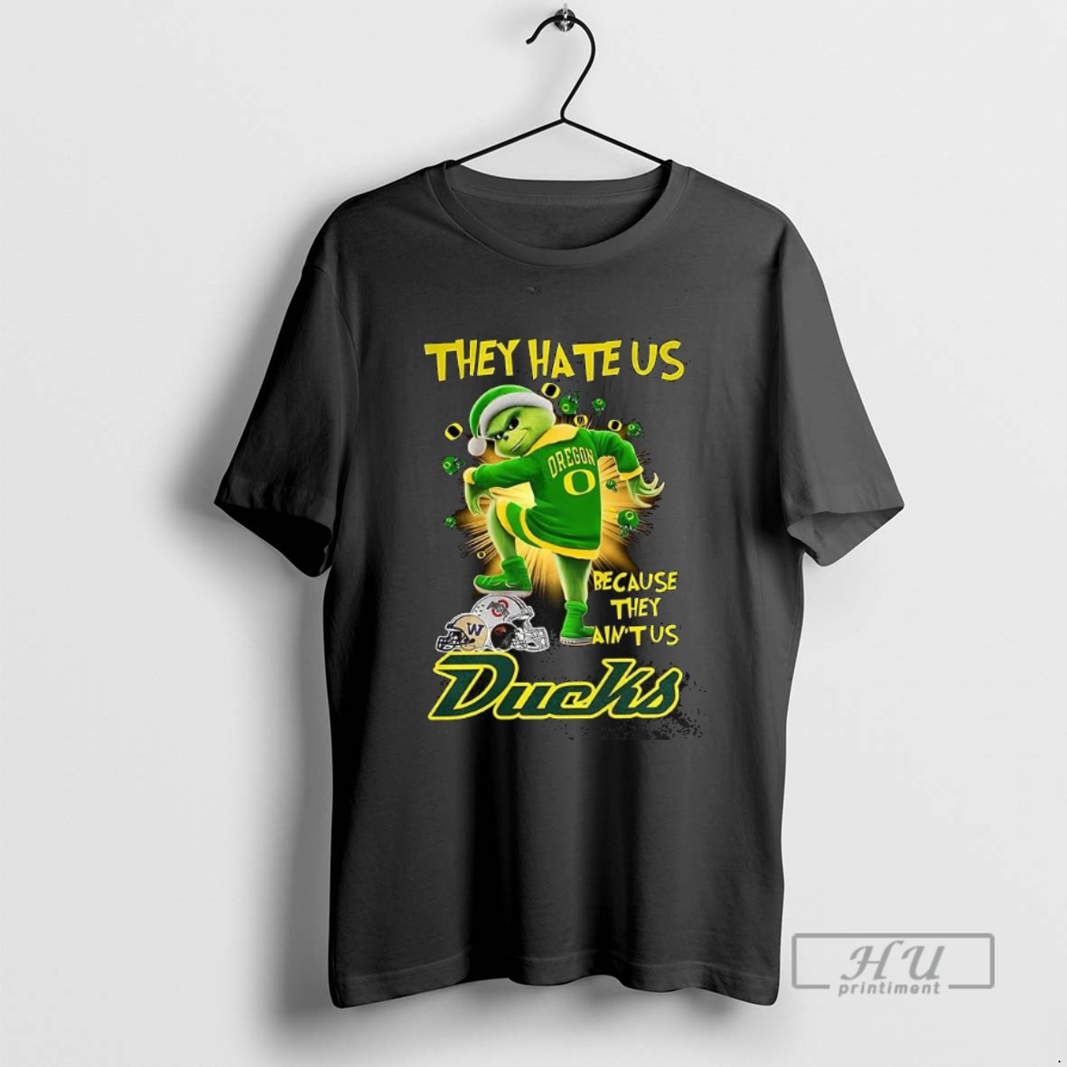 New Grinchmas Oregon Ducks Football Grinch They Hate Us Because They Aint Us Graphic Tee Shirt Sweatshirt Hoodies