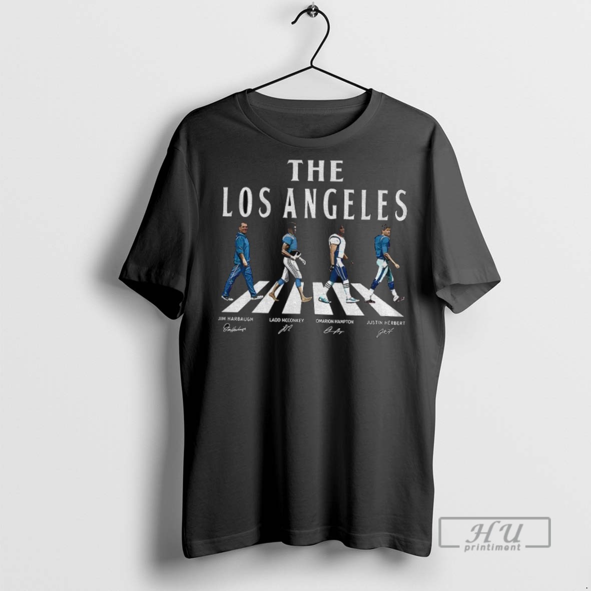 New Jim Harbaugh Ladd Mcconkey Omarion Hampton And Justin Herbert The Los Angeles Chargers Abbey Road Tee Shirts Sweatshirt Hoodies