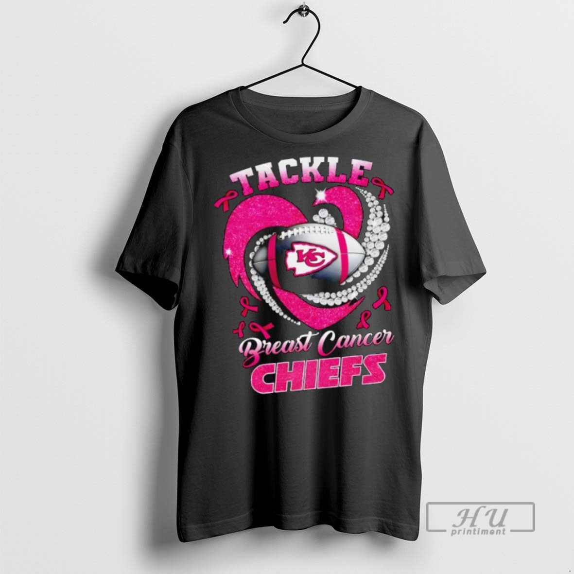 New Kansas City Chiefs Breast Cancer Awareness Tackle Heart Tee Shirts Sweatshirt Hoodies