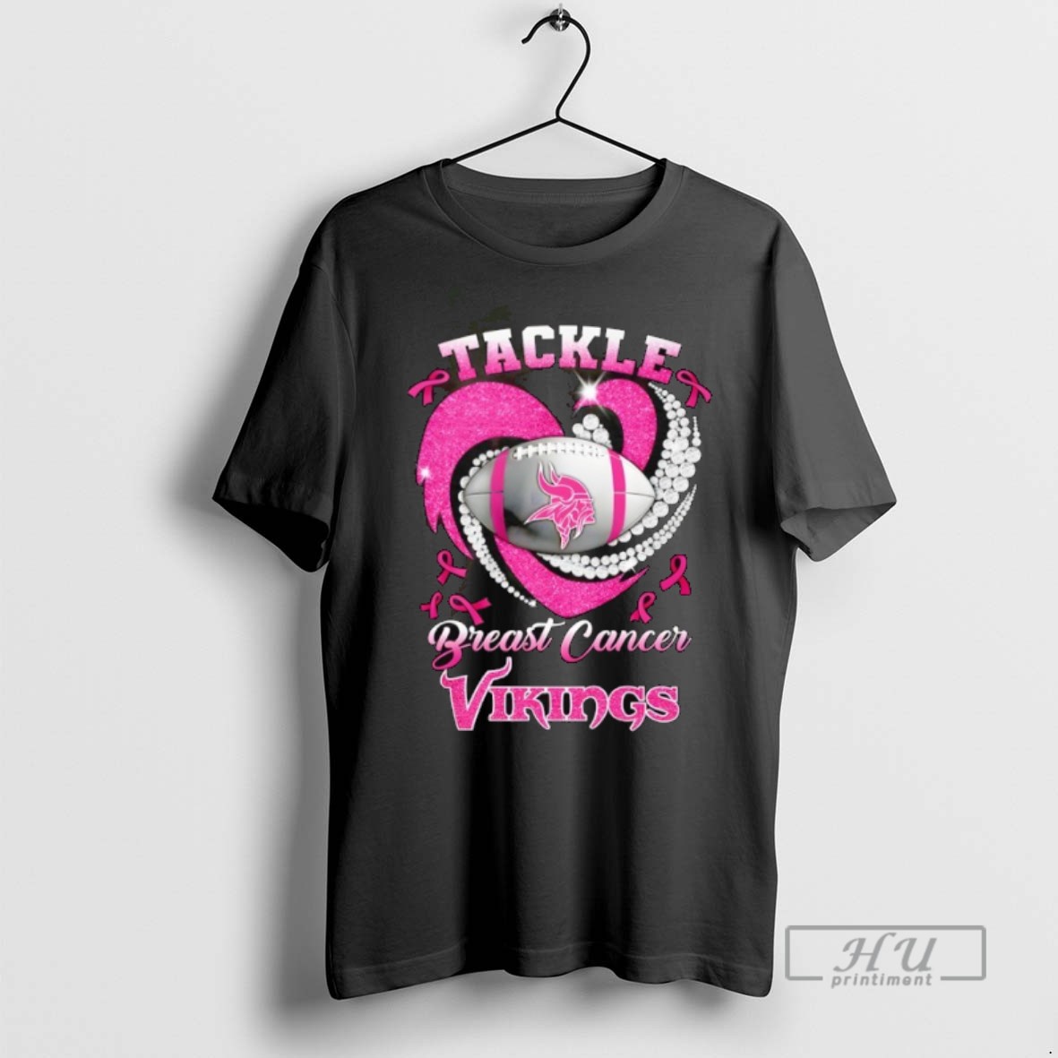 New Minnesota Vikings Breast Cancer Awareness Tackle Heart Tee Shirts Sweatshirt Hoodies
