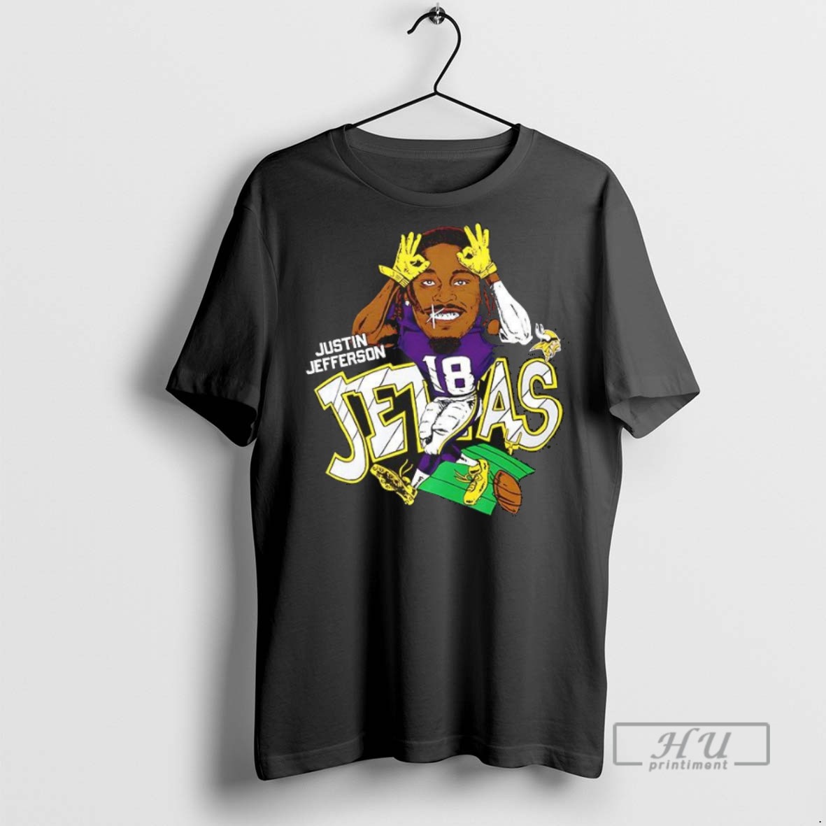 New Minnesota Vikings Justin Jefferson Caricature Player Graphic Tee Shirts Sweatshirt Hoodies