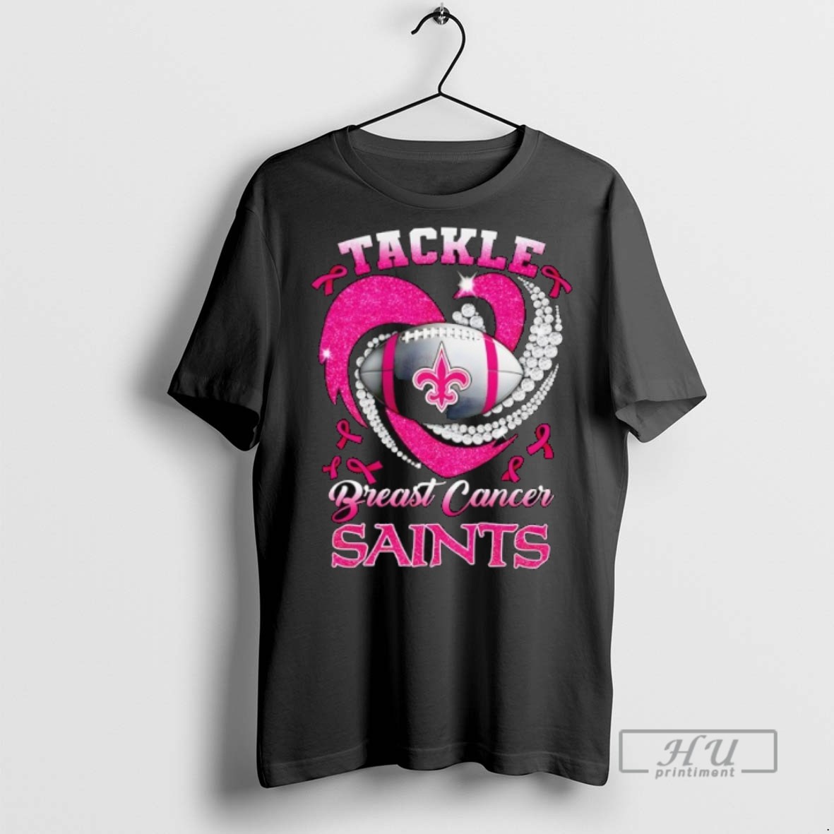 New New Orleans Saints Breast Cancer Awareness Tackle Heart Tee Shirts Sweatshirt Hoodies