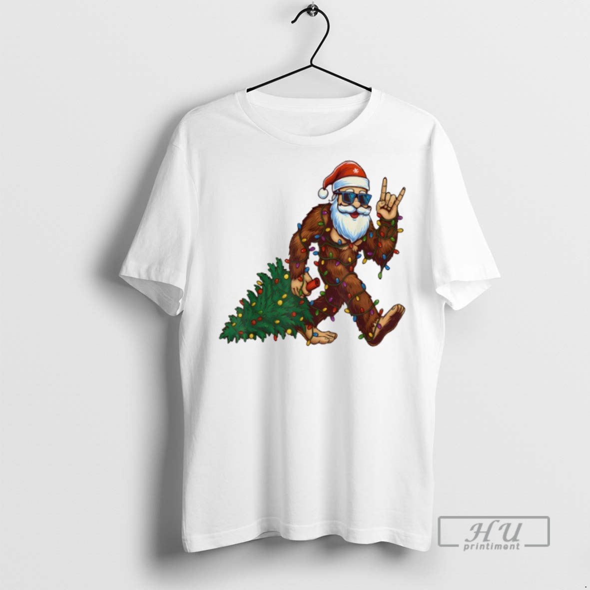 New Santa Bigfoot Christmas Tree Xmas Christmas Tee Shirts Sweatshirt Hoodies