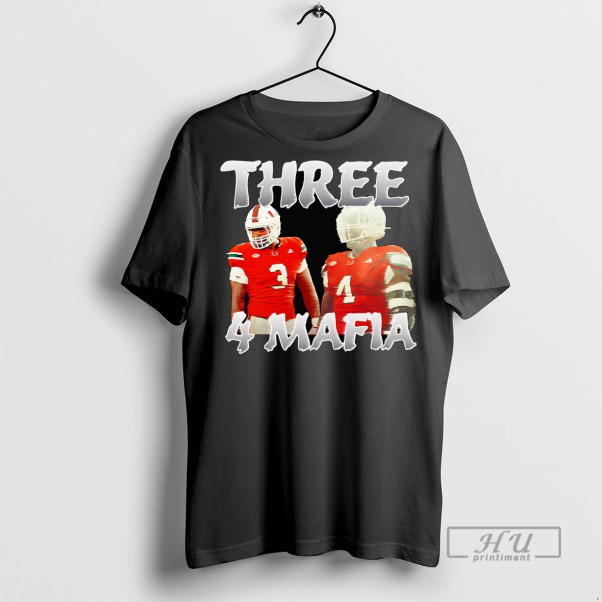 New Three 4 Mafia Miami Hurricanes Football Tee Shirts Sweatshirt Hoodies