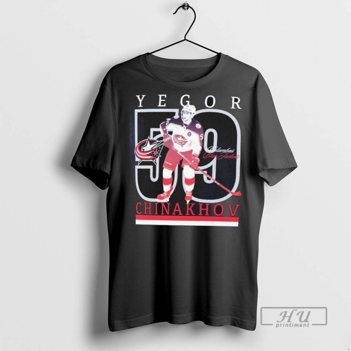 New Yegor Chinakhov 59 Columbus Blue Jackets Player Show Tee Shirts Sweatshirt Hoodies