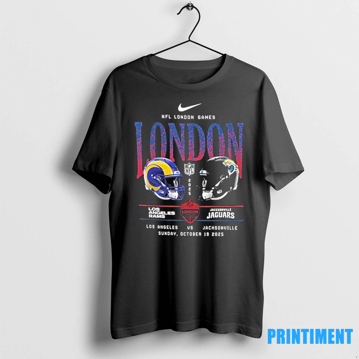 Nike Nfl London Games 2025 Rams Vs Jaguars Duel Helmet Tshirts Sweater Hoodie