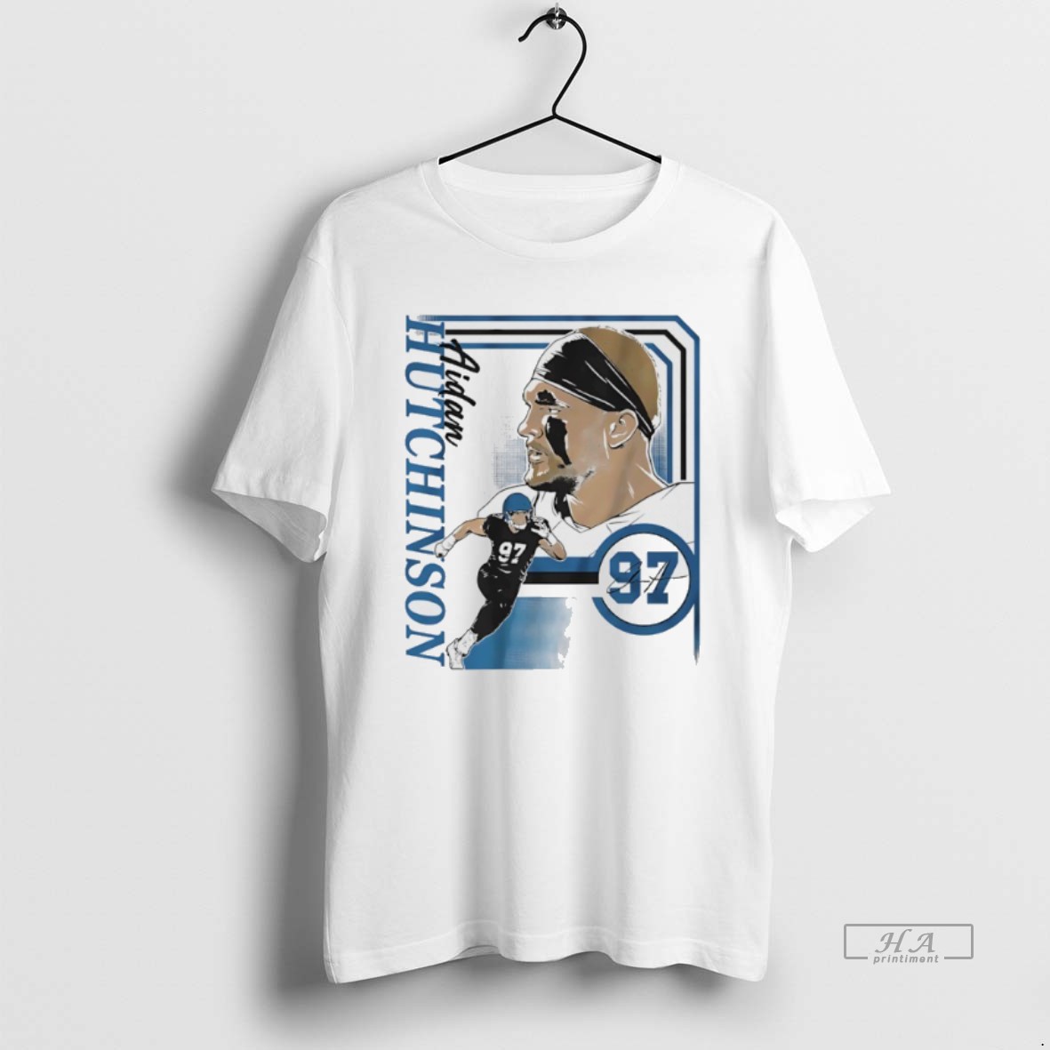Official Aidan Hutchinson 97 Detroit Lions Collage Frame Signature Shirt