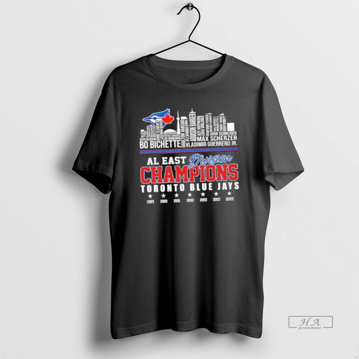 Official Al East Division Champions Toronto Blue Jays All Names City Skyline T Shirt