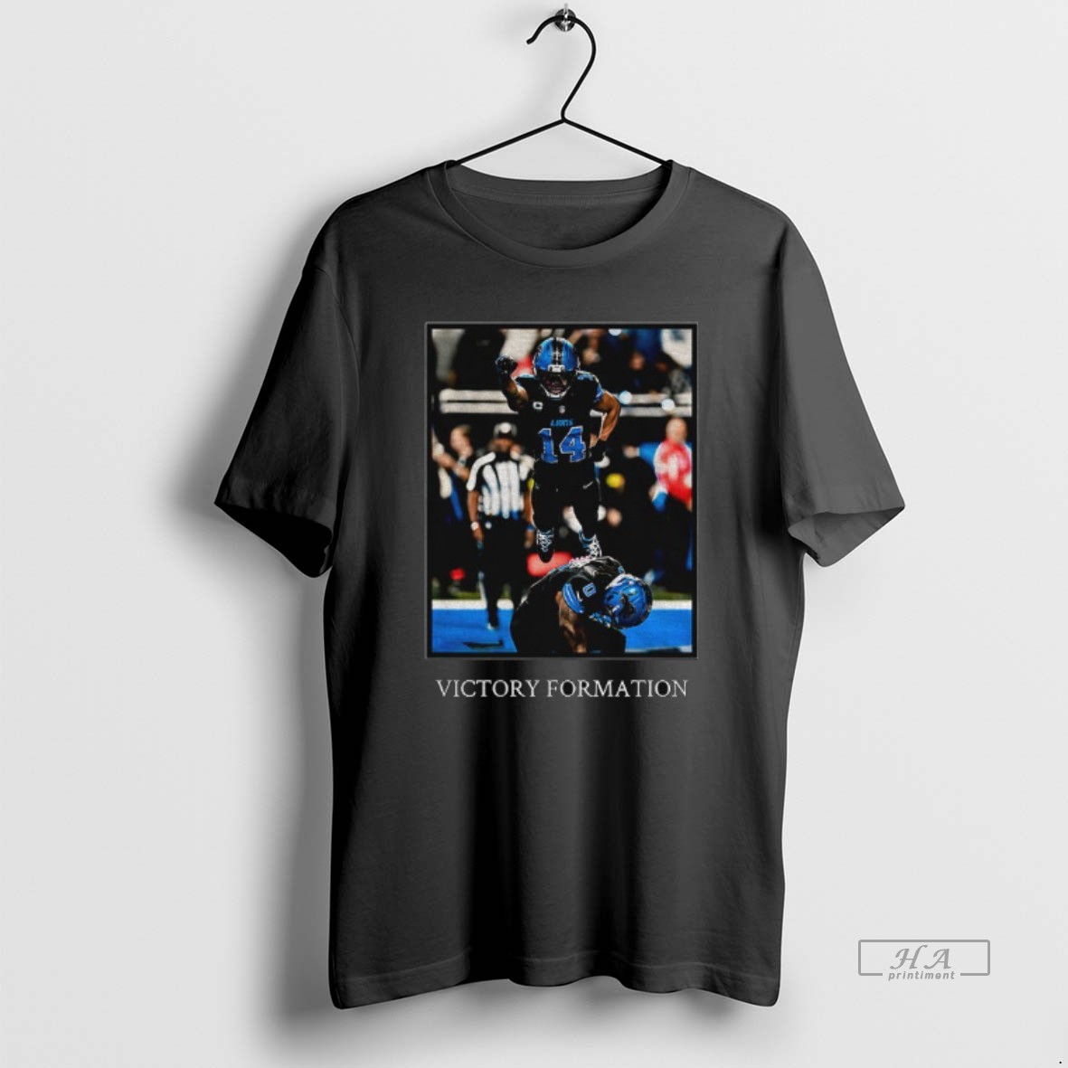 Official Amon Ra St Brown And Jahmyr Gibbs Spider Man Photo Detroit Lions Victory Formation Shirt
