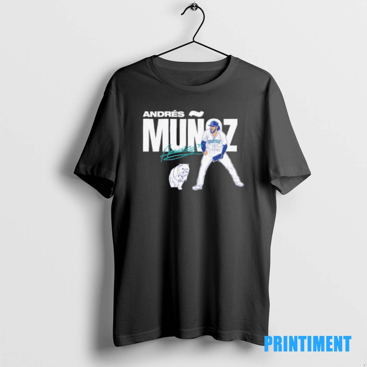 Official Andres Munoz And Cat Seattle Mariners Mlb 2025 Baseball Signature Tee Sweater Hoodie