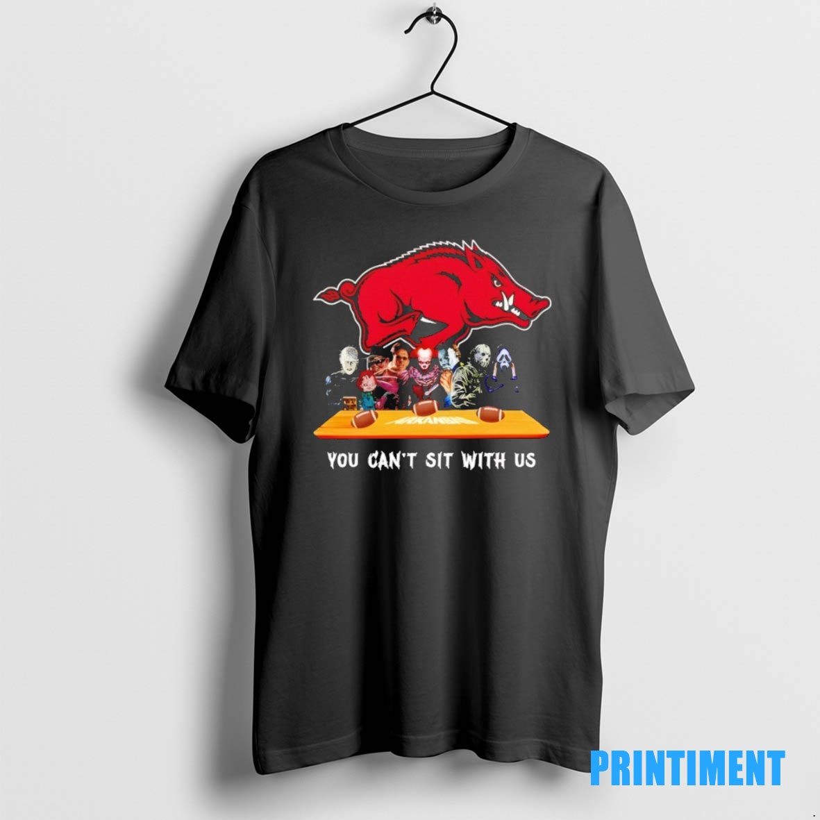 Official Arkansas Razorbacks Horror Movie Characters You Cant Sit With Us Halloween Tee Sweater Hoodie