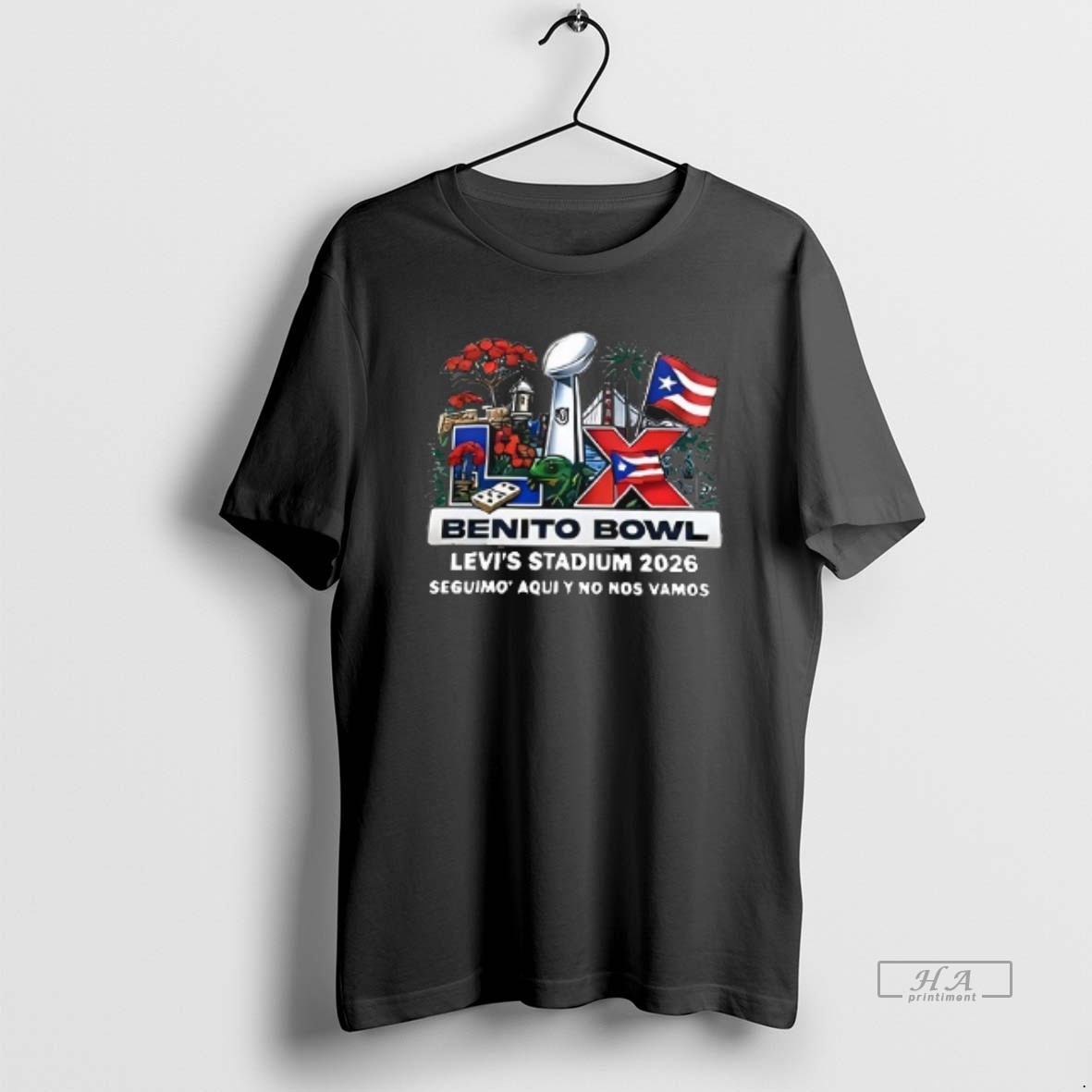 Official Benito Bowl X Bad Bunny Super Bowl Lx Levis Stadium 2026 Seguimo Aqui Y No Nos Vamos Shirt