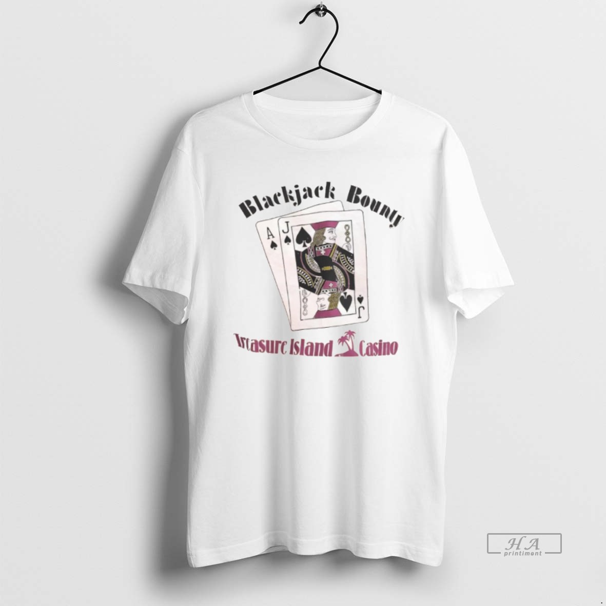 Official Blackjack Bounty Ace Of Spades And A Jack Of Spades Treasure Island Casino Shirt