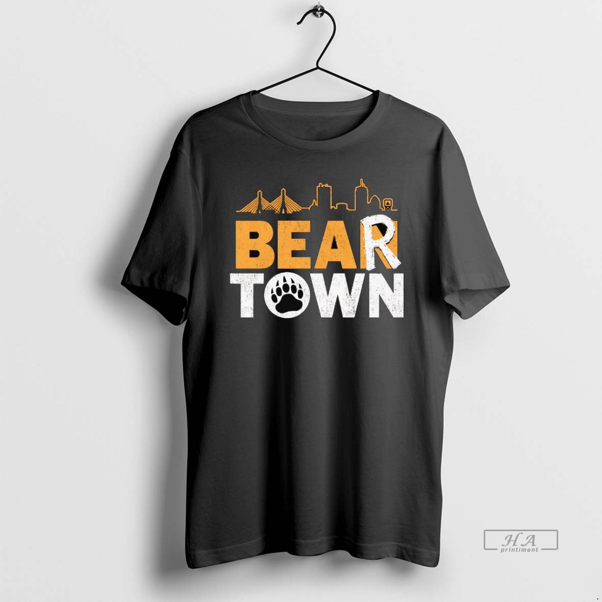 Official Boston Bruins Bear Town Skyline T Shirt