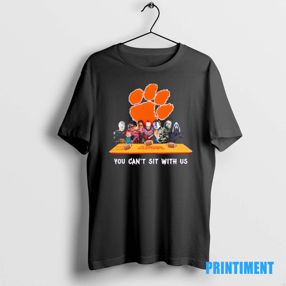 Official Clemson Tigers Horror Movie Characters You Cant Sit With Us Halloween Tee Sweater Hoodie