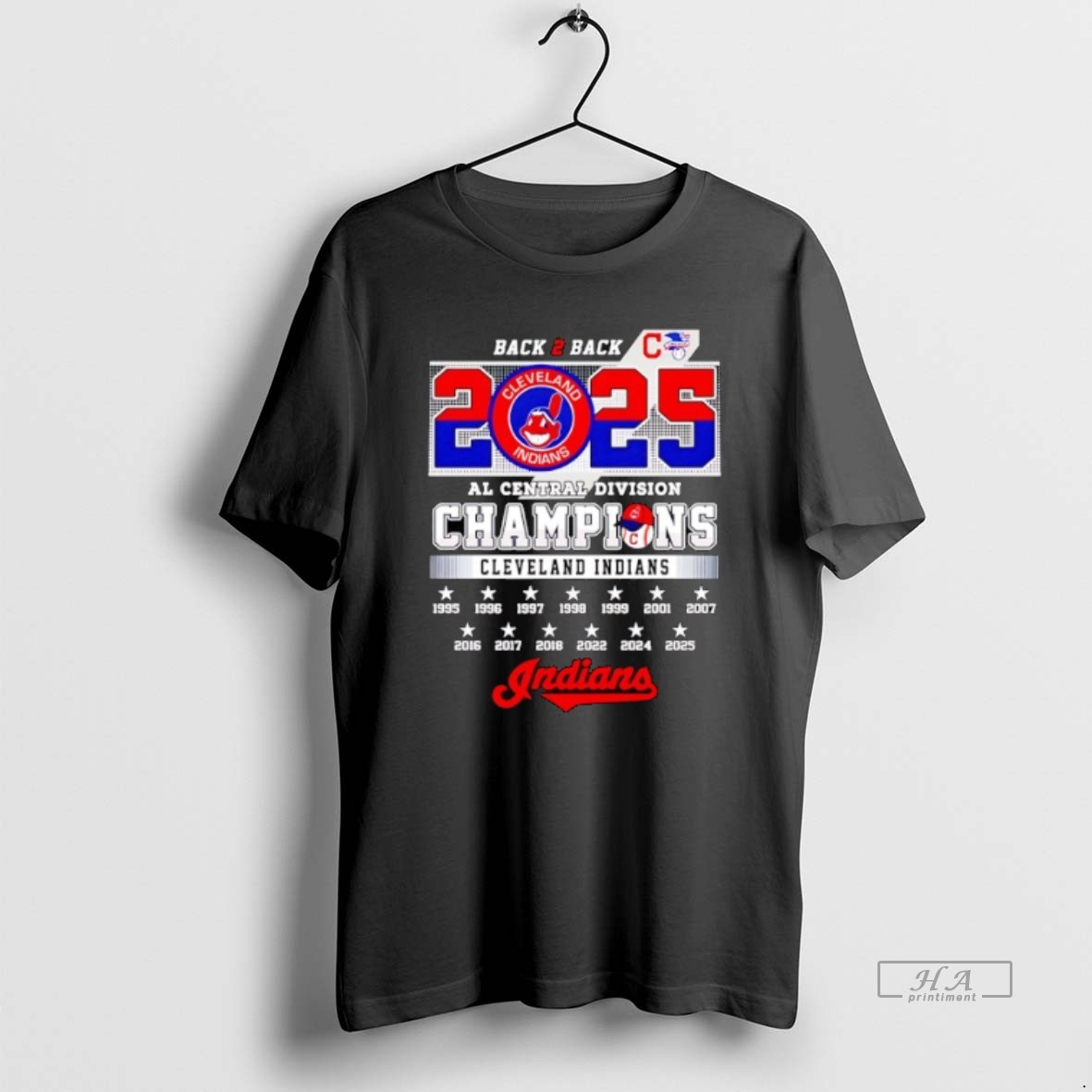 Official Cleveland Indians Back 2 Back Al Central Division Champions 2025 Shirt