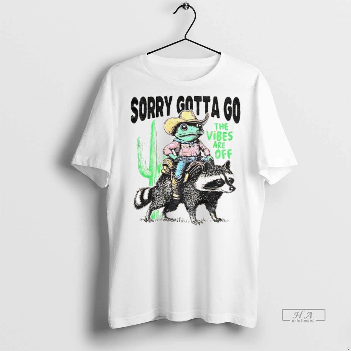 Official Cowboy Frog Riding Raccoon Sorry Gotta Go The Vibes Are Off Shirt Hoodie