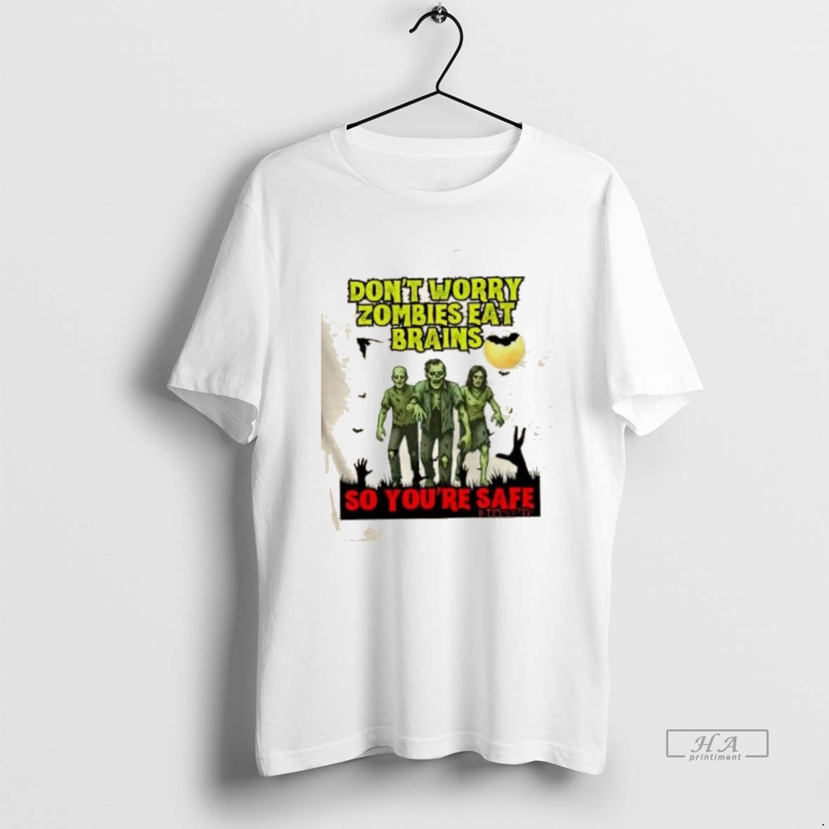 Official Dont Worry Zombies Eat Brains So Youre Safe Halloween Insult Humor T Shirt