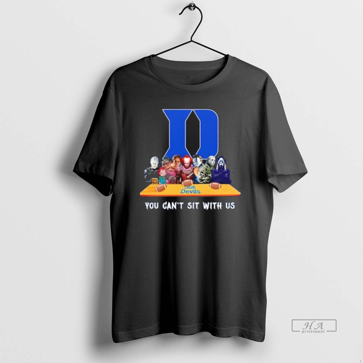 Official Duke Blue Devils Horror Movie Characters You Cant Sit With Us Halloween Shirt