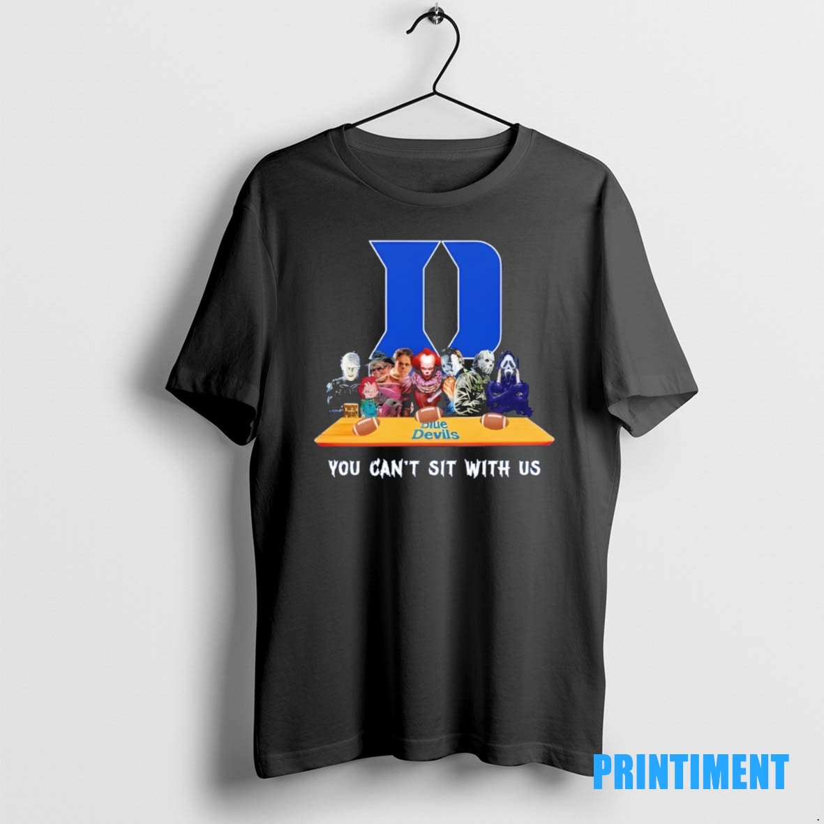 Official Duke Blue Devils Horror Movie Characters You Cant Sit With Us Halloween Tee Sweater Hoodie