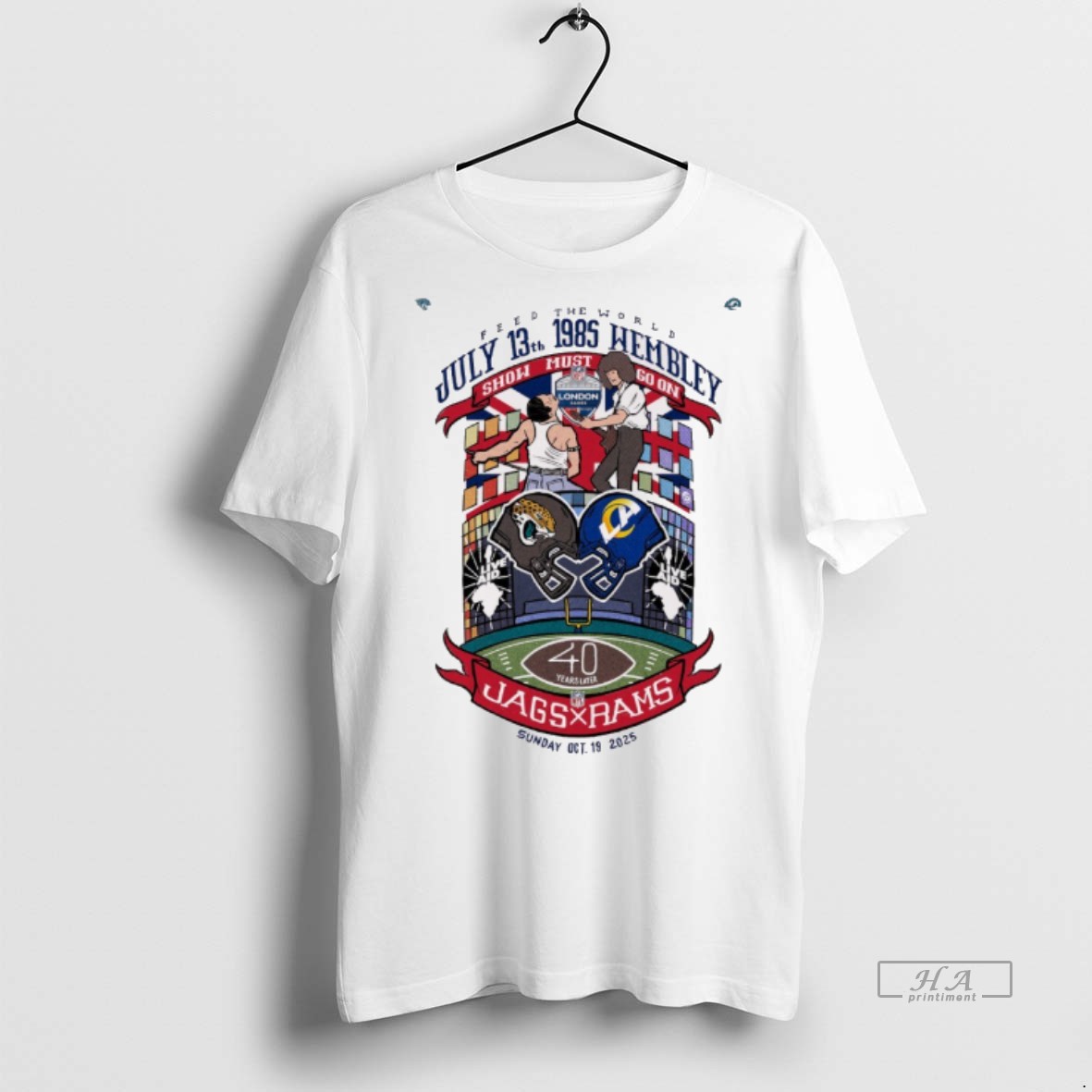 Official Feed The World July 13 1985 Wembley Show Must Go On Jags Vs Rams Sunday October 19 2025 Shirt Hoodie
