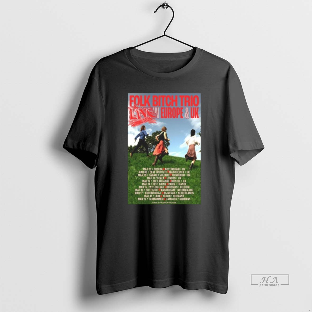 Official Folk Bitch Trio Live In Eu Uk Spring 2026 Long Sleve Shirt