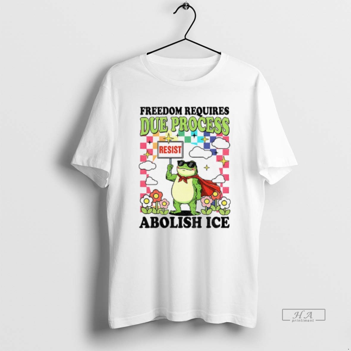 Official Freedom Requires Due Process Abolish Ice Porland Frog Shirt