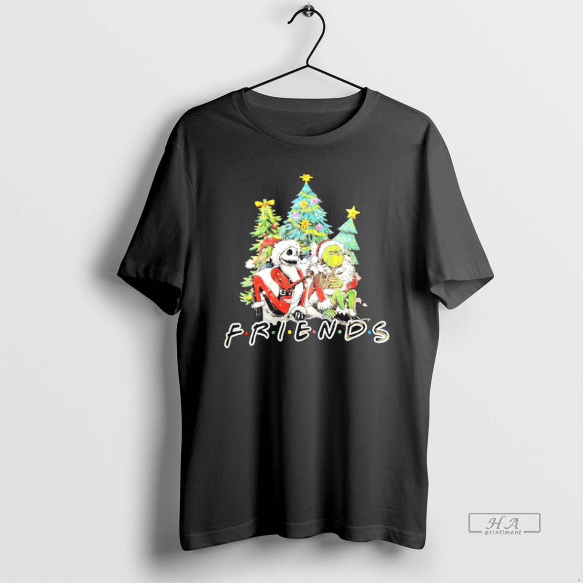 Official Friends Grinch And Jack Skellington Drunk Christmas Shirt